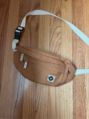 Walker Goods sling bag in Tan with White Strap